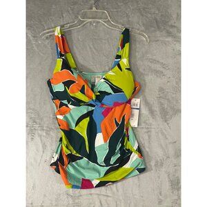 Anne Cole womens 36D 34DD twisted front underwire padded tankini swim top